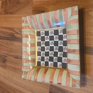 Mackenzie Childs Torquay Palm Devon Vintage 1996 10" Square Clay Pottery Plate